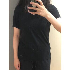 Calvin Klein Black V Neck Shirt Short Sleeve Size S Korea